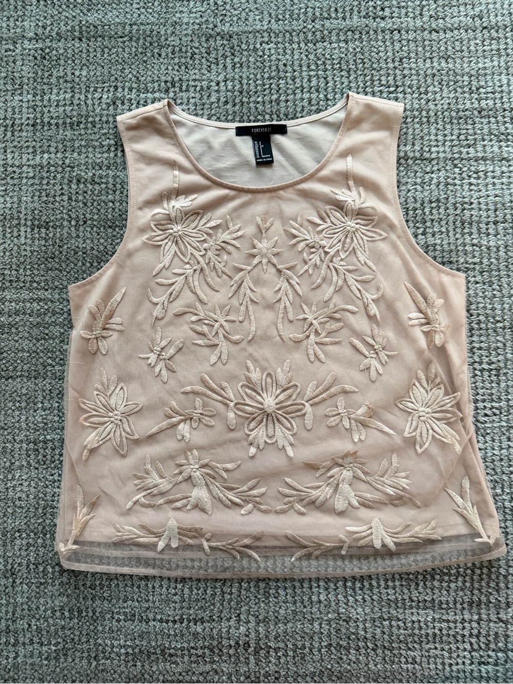 Forever 21 Gold Floral Embroidered Mesh Camisole